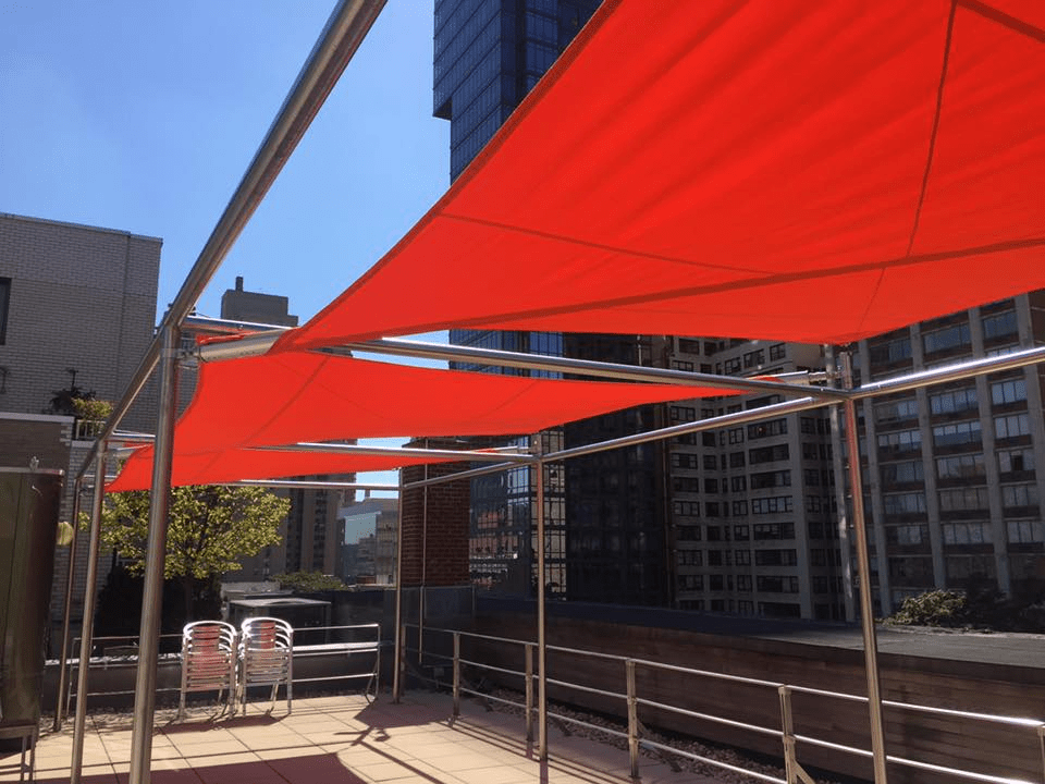 rooftop shade canopies in red