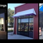 tri- photo collage of entrance awnings