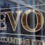 Window lettering for office "EVO accounting Ltd"