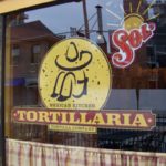 window lettering and graphic "Tortillaria" for mexican kitchen